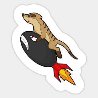 Meerkat at Flying with Rocket Sticker